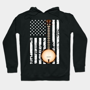 Bluegrass Banjo American Flag Music Musician Hoodie